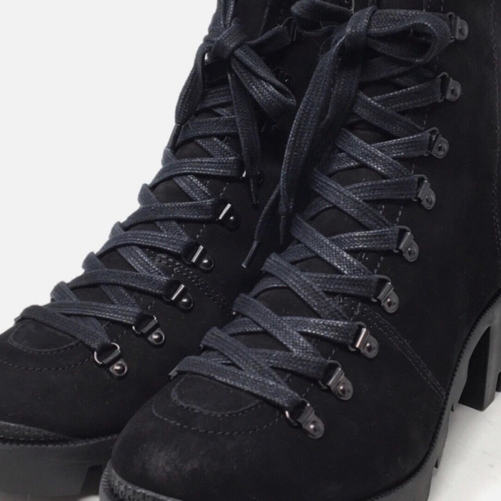 Schutz Xayane Women’s SIze 10 B Black Combat Lace Up Suede Lug Sole Boot - Picture 3 of 7